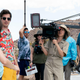 Director Max Barbakow with his cast and crew on the set of Palm Springs.